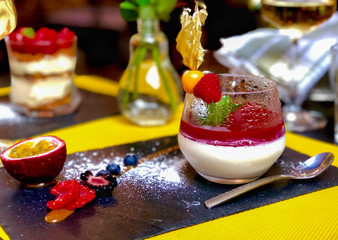 Tasty and healthy food bowl in beautiful and romantic restaurants