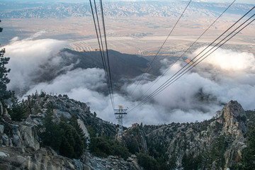 Palm Springs tramway after late season snow