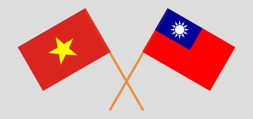 Crossed flags of Taiwan and Vietnam