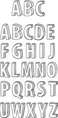 hand drawn latin alphabet , abc , bold isolated on white background.. Concept for print, web design, cards, logo