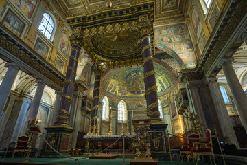 Fototapeta na wymiar Interior of Basilica of Saint Mary Major (Basilica di Santa Maria Maggiore) in Rome, Italy