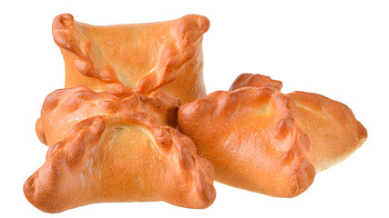Baked pasties close-up isolated