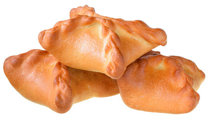 Baked pasties close-up isolated