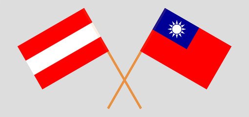 Crossed flags of Taiwan and Austria