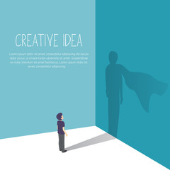Creative ideas, confidence, courage, risk and motivation concept. Flat design, vector illustration.