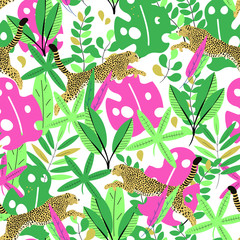 seamless floral pattern with flowers and gepard . Colorful  © Софи Веснина