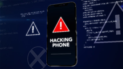 Smartphone Under Hacker Attack On Blue Digital Background