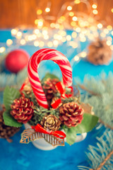 New Year and Christmas toys on the table
