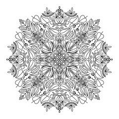Ornament, like a mandala. Ideal background for textiles, paper, phone cases. For yoga lovers. Art ornament. Black and white colors.