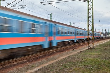 Fototapeta na wymiar Train passing by with motion blur
