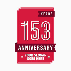 Naklejka premium 153 years anniversary design template. One hundred and fifty-three years celebration logo. Vector and illustration.