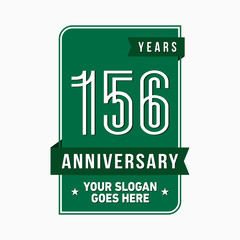 156 years anniversary design template. One hundred and fifty-six years celebration logo. Vector and illustration.