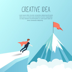 Creative ideas, confidence, courage, risk and motivation concept. Flat design, vector illustration.