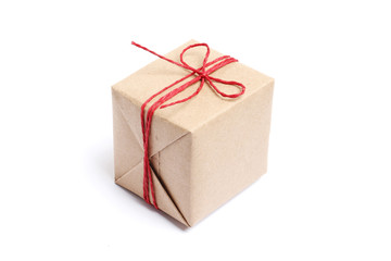 Craft gift box isolated on a white background