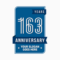 163 years anniversary design template. One hundred and sixty-three years celebration logo. Vector and illustration.