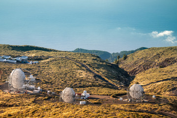 View Of Observatories From Top Of Roque De Los Muchachos, La Palma