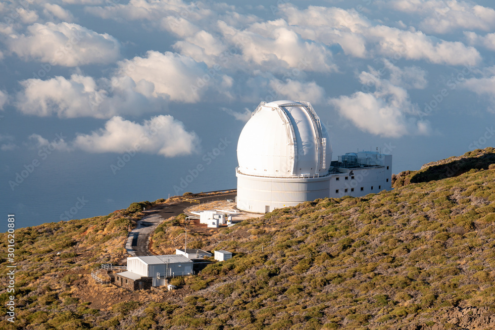 Wall mural view of observatories from top of roque de los muchachos, la palma