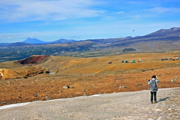 Tourists in Kamchatka Peninsula, Russia