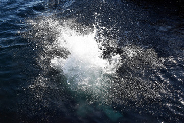 The jets of water beat like geysers, thousands of drops fall into the water, splashes, a wonderful natural background.