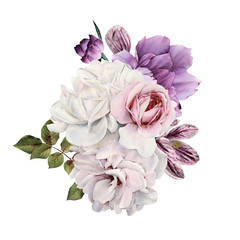 Bouquet of flowers, can be used as greeting card, invitation card for wedding, birthday and other holiday and  summer background