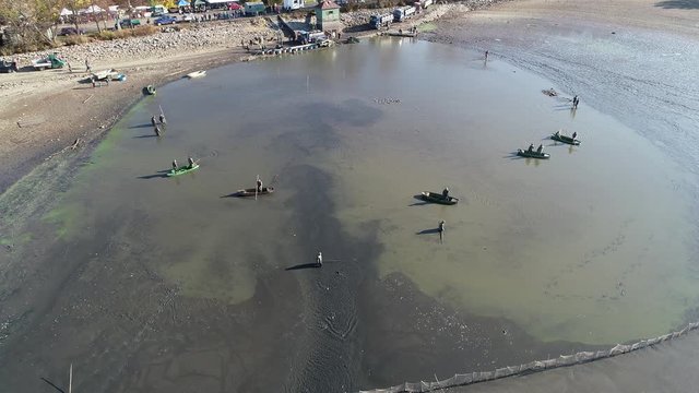 Fishing out of pond Labut near Blatna, Czech Republic