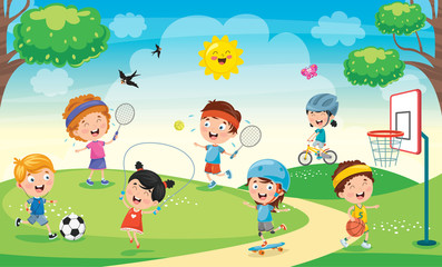 Obraz na płótnie Canvas Children Playing In The Park
