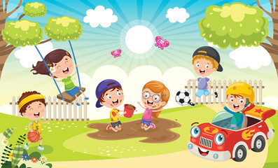 Obraz na płótnie Canvas Children Playing In The Park