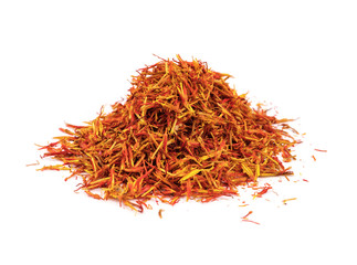 Fototapeta premium Dried saffron spice isolated on white background.