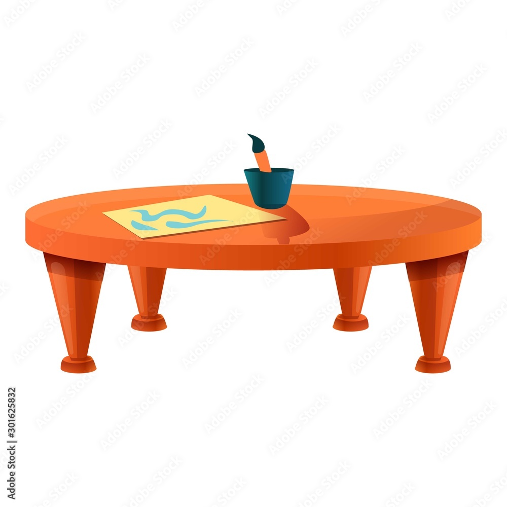 Poster round table icon. cartoon of round table vector icon for web design isolated on white background