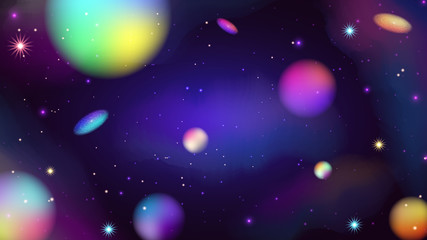 Fototapeta na wymiar Colorful Space Galaxy Background with Shining Stars, Stardust and Nebula. Vector Illustration