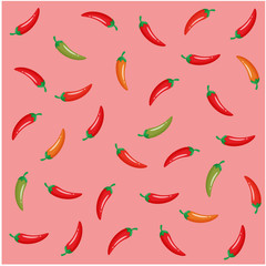 Hot chili peppers pattern. Mexican spicy vegetable, food flavoring decorative background.