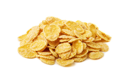 Corn flakes on white background