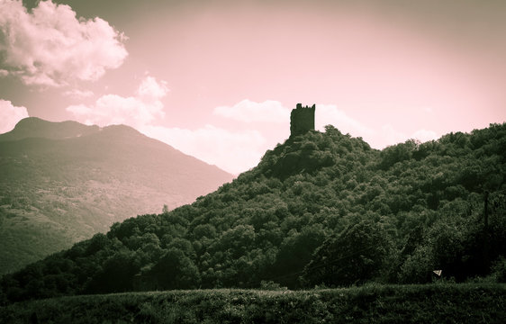 Castle of Ussel (Chatillon) in the Aosta Valley, Italy