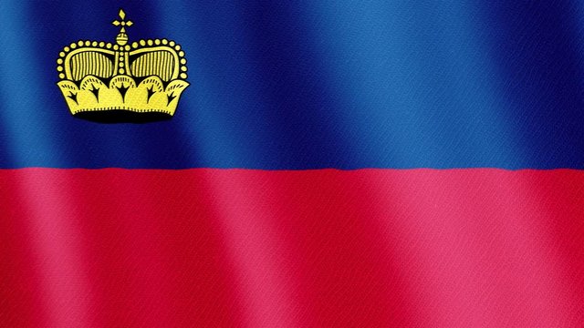 Flag Liechtenstein - 4K high resolution flag, evolving in the wind. Full HD footage Principality of Liechtenstein