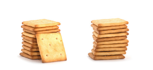 stack of square crackers isolated on white background.