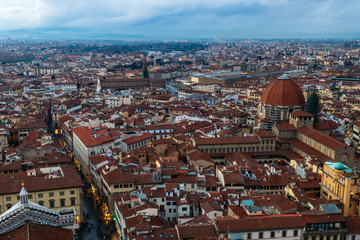 Fototapeta na wymiar Beautiful Florence - aerial view of the ancient city