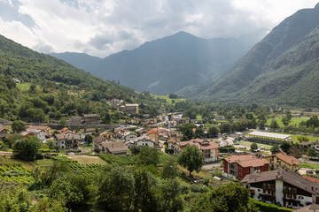 Fototapeta na wymiar a view over Berriaz (Montjovet) in the Aosta Valley, Italy