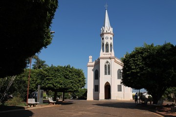 Old church and its square in a country town in Brazil