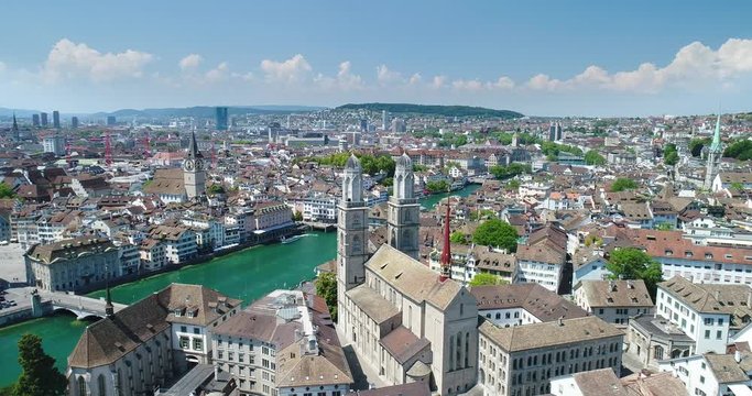 Zurich Skyline with River and Churches, Switzerland