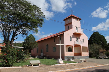 Old church and its square in a country town in Brazil