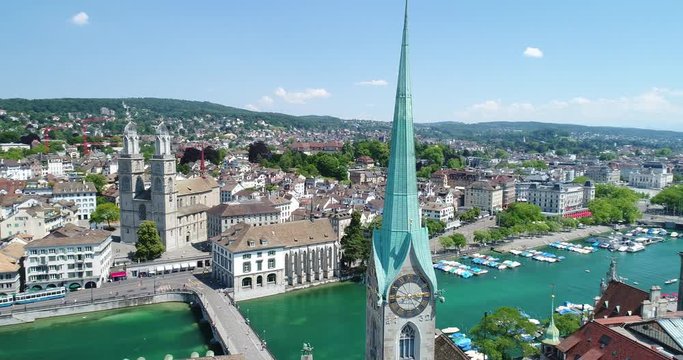 Zurich Skyline with River and Churches, Switzerland