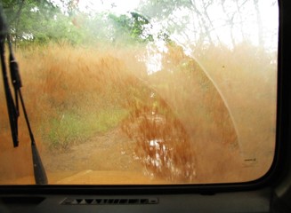 Rally in a muddy countryroad in Brazil