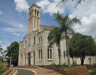 Old church and its square in a country town in Brazil - Barretos - São Paulo - Brazil