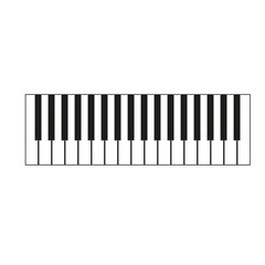 Piano black and white icon isolated on white background