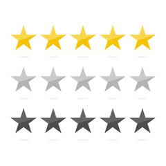 Rating Stars Set Gold and Silver Line for Classification Level Business or Quality. Vector illustration