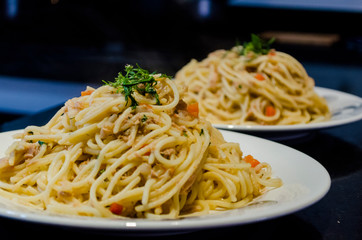 Delicious spaghetti with tuna