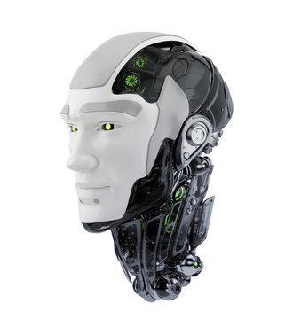 Futuristic robot head 3d rendering