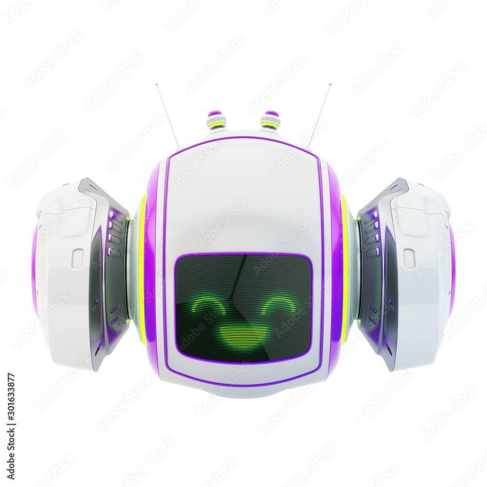 Poster armed funny robot drone, 3d rendering
