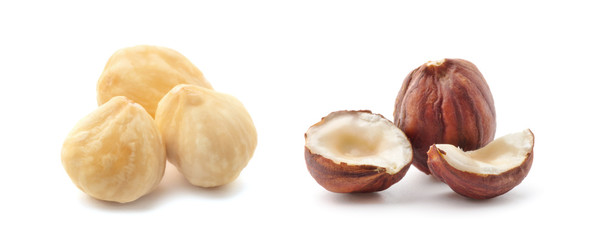 Hazelnuts isolated on the white background