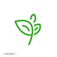 growth plant logo, icon, outline green leaf, seedling, thin line web symbol on white background - editable stroke vector illustration